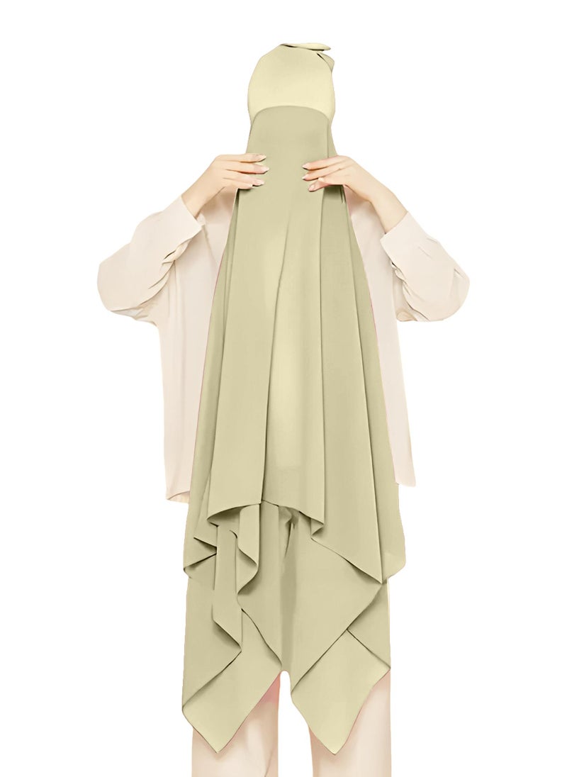 NUKHBAA Instant Hijab Wrap,Pullover Head Scarf with Tube Undercap Dark Vanilla color Hijab-HC1  - Image 2