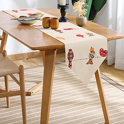 Urban Space 100% Cotton Dining Table Runner, Printed Anti Skid Runner for Dining Table, Center Table Runners for 4 Seater & 6 Seater Table (13" x 76", Humming Bird Red) - Image 1