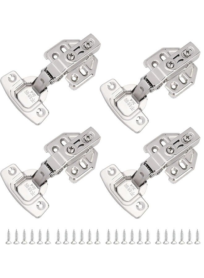 Cabinet Hinges, 4 Pack Soft Close Cupboard Wardrobe Door Hinges, Stainless Steel Folding Doors Hinge, Full Overlay Mute Cabinet Hinges with Mounting Screws for Kitchen Bathroom Bedroom - Image 1