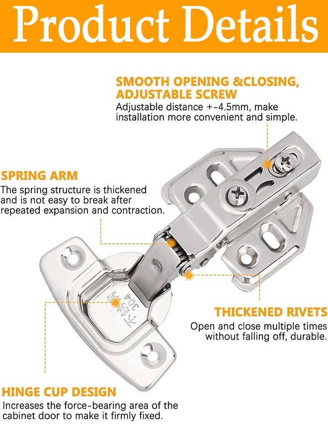 Cabinet Hinges, 4 Pack Soft Close Cupboard Wardrobe Door Hinges, Stainless Steel Folding Doors Hinge, Full Overlay Mute Cabinet Hinges with Mounting Screws for Kitchen Bathroom Bedroom - Image 3
