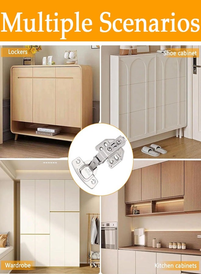 Cabinet Hinges, 4 Pack Soft Close Cupboard Wardrobe Door Hinges, Stainless Steel Folding Doors Hinge, Full Overlay Mute Cabinet Hinges with Mounting Screws for Kitchen Bathroom Bedroom - Image 4