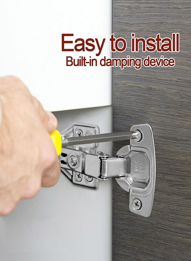 Cabinet Hinges, 4 Pack Soft Close Cupboard Wardrobe Door Hinges, Stainless Steel Folding Doors Hinge, Full Overlay Mute Cabinet Hinges with Mounting Screws for Kitchen Bathroom Bedroom - Image 5