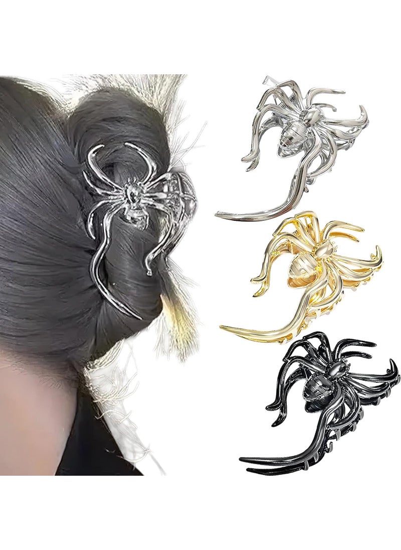 AUOCATTAIL - AUOCATTAIL 3 Pcs Halloween Spider Large Hair Clip Metal Gothic Punk Ponytail Holder Hair Claw Clips Non Slips Jaw Clips for Halloween Cosplaying Accessories - Image 1