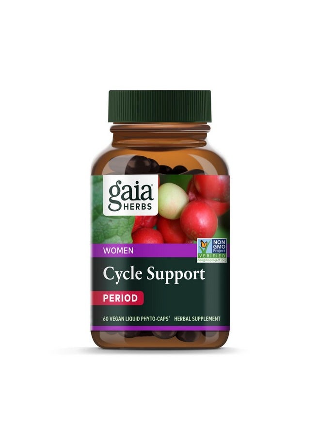 Gaia Herbs Gaia Herbs Cycle Support - Supports Hormone Balance & PMS Relief - Herbal Supplement with Vitex Berry & Schisandra - Free from Gluten, Dairy & Soy - 60 Vegan Capsules (30 Servings)  - Image 1