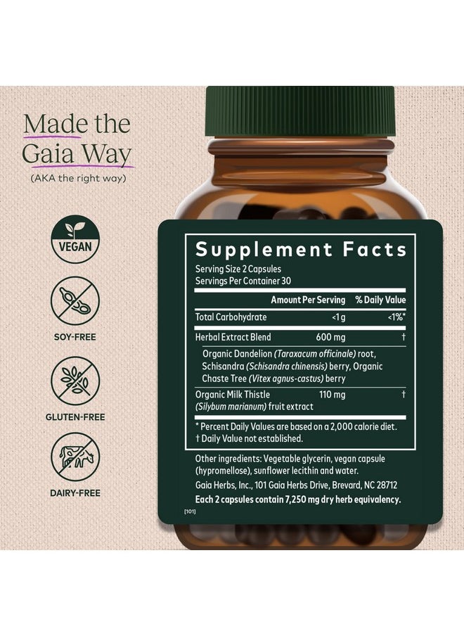 Gaia Herbs Gaia Herbs Cycle Support - Supports Hormone Balance & PMS Relief - Herbal Supplement with Vitex Berry & Schisandra - Free from Gluten, Dairy & Soy - 60 Vegan Capsules (30 Servings)  - Image 2