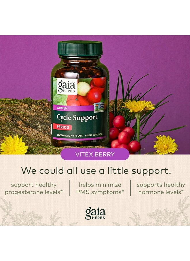 Gaia Herbs Gaia Herbs Cycle Support - Supports Hormone Balance & PMS Relief - Herbal Supplement with Vitex Berry & Schisandra - Free from Gluten, Dairy & Soy - 60 Vegan Capsules (30 Servings)  - Image 4