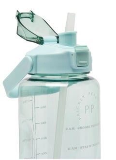 Prickly Pear Tracker 2L Water Bottle With A Tracker Of Hydration From 9Am 9Pm Has Spring Loaded Dust Cap And Removable Straw And Durable Carry Handle Green  - Image 2