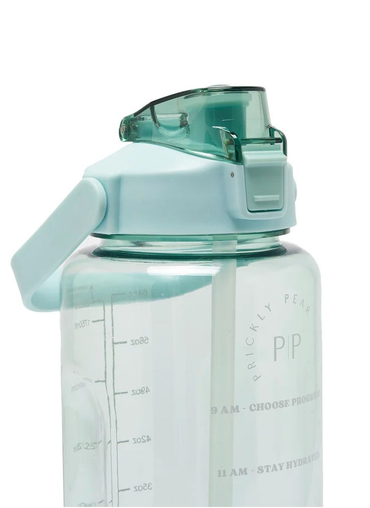 Prickly Pear - Tracker 2L Water Bottle With A Tracker Of Hydration From 9Am 9Pm Has Spring Loaded Dust Cap And Removable Straw And Durable Carry Handle Green - Image 1