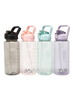 Prickly Pear Tracker 2L Water Bottle With A Tracker Of Hydration From 9Am 9Pm Has Spring Loaded Dust Cap And Removable Straw And Durable Carry Handle Green  - Image 4
