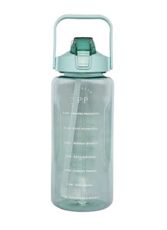 Tracker 2L Water Bottle With A Tracker Of Hydration From 9Am 9Pm Has Spring Loaded Dust Cap And Removable Straw And Durable Carry Handle Green