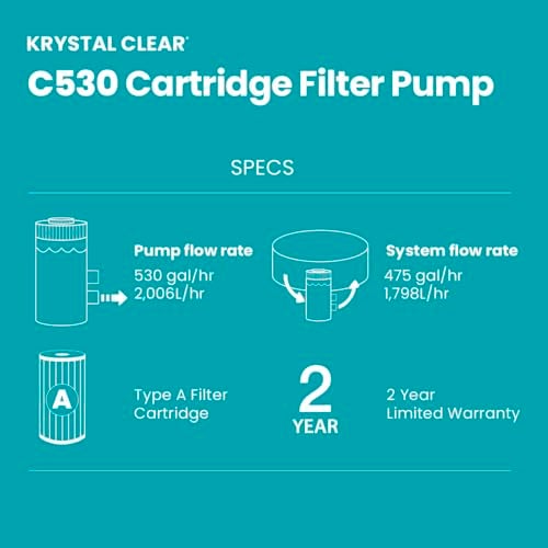 INTEX 26603EG C530 Cartridge Filter Pump for Above Ground Pools: 530 GPH Pump Flow Rate – Improved Circulation and Filtration – Easy Installation – Improved Water Clarity – Easy-to-Clean - Image 3
