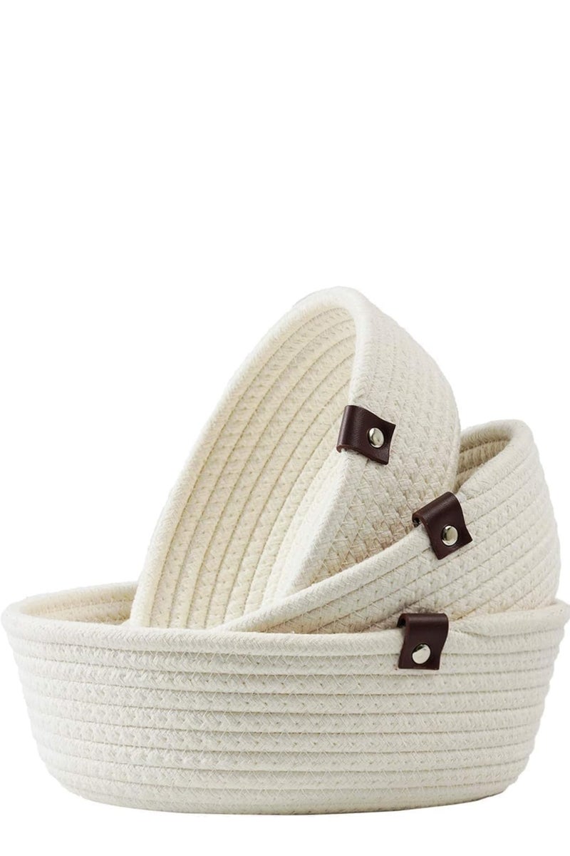 3 Piece Set of Small Basket Cotton Rope Basket Woven Storage Basket for Kids Home Decoration,  Basket Organizer Tabletop Basket Container - Image 1