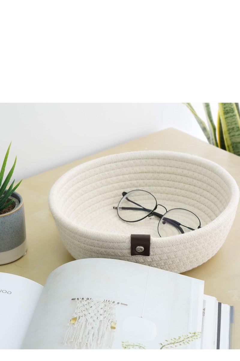 3 Piece Set of Small Basket Cotton Rope Basket Woven Storage Basket for Kids Home Decoration,  Basket Organizer Tabletop Basket Container - Image 3
