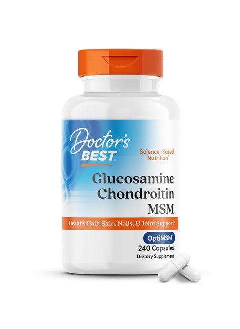Doctor's Best Glucosamine Chondroitin Msm with OptiMSM Capsules, Supports Healthy Joint Structure, Function & Comfort, Non-GMO, Gluten Free, Soy Free, 240 Count (Pack of 1)