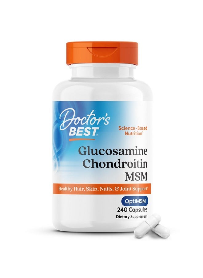 Doctor's BEST Doctor's Best Glucosamine Chondroitin Msm with OptiMSM Capsules, Supports Healthy Joint Structure, Function & Comfort, Non-GMO, Gluten Free, Soy Free, 240 Count (Pack of 1) 