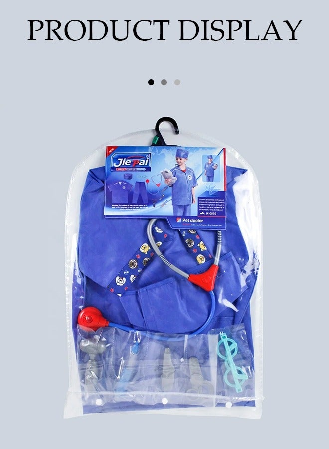DUNISO Kids veterinary costume, suitable for boys and girls to wear doctor prop suits, role-playing sets, equipped with hats and six piece toy sets, suitable for heights of 110 to 130 centimeters  - Image 4