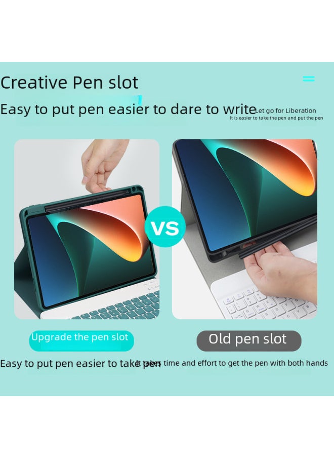 Generic - Digital Computer/tablet Protective Case Tablet Cover For Ipad Mini 1/2/3 Ipad Air 1/2 Galaxy Tab 4 7.0 Tab 4 8.0 10.1-Color:Sakura Powder + Keyboard + Bluetooth Mouse-Applicable Model:Millet 5 Pro 12.4 Inch - Image 1