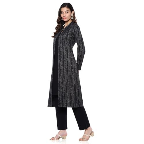 Biba Women's Black Polyester Straight Kurta Pants Set_42 - Image 4