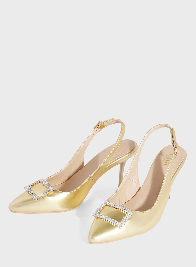 Ella Limited Edition High Heel Metallic Slingback Pump