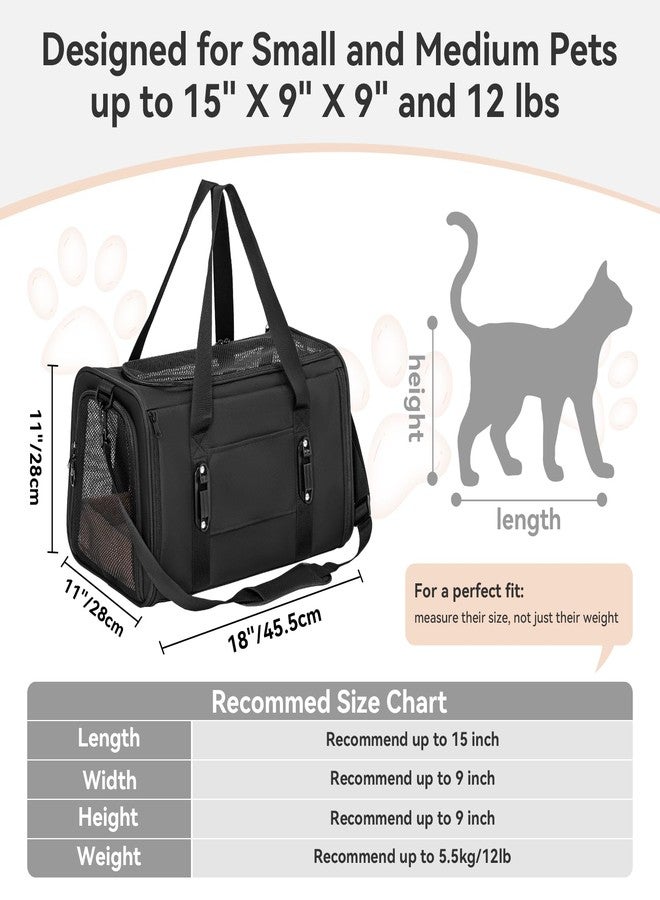 PETSFIT Soft-Sided Cat Carrier with Patented Safety Buckles, Lockable Zippers & Safety Tether,Escape-Resistant Travel Pet Carrier for Car Rides & Vet Visits, Airline Approved Under-Seat, Up to 12 lbs - Image 5