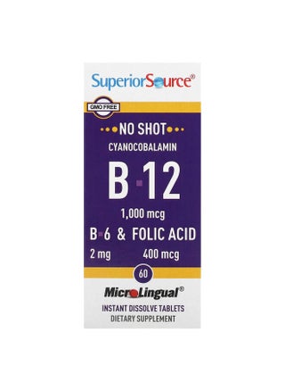 Cyanocobalamin & B-12 & B-6 & Folic Acid, 1,000 mcg & 2 mg & 400 mcg, 60 MicroLingual Instant Dissolve Tablets - pzsku/Z73B5BBD035577C5A95DEZ/45/1750055288/c196bd74-6c57-4721-ae71-6d7dee16b02e