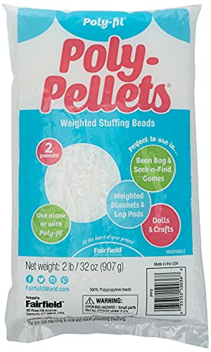 Fairfield PolyFil PolyPellets Premium Polyester Weighted Stuffing Beads Stuffing for Stuffed Animals Toys Bean Bags Weighted Blankets and More 32ounce Bag