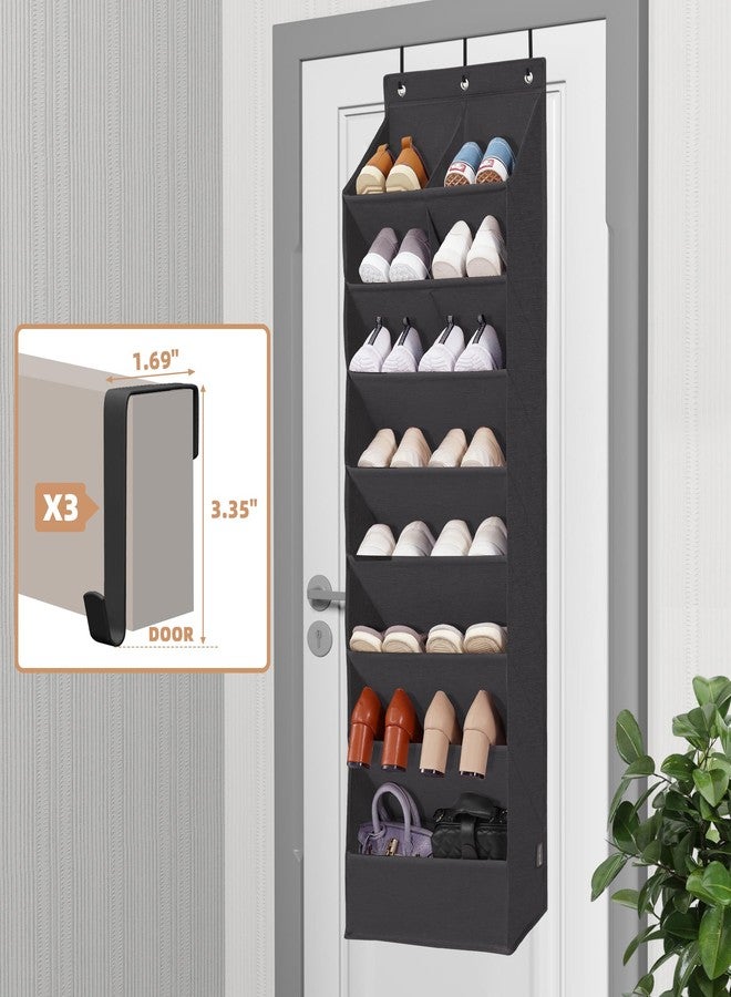 STORAGE MANIAC Over the Door Shoe Organizer Heavy-Duty Large Deep Pocket Hanging Shoe Organizer Shoe Rack Door Closet Shoe Organizer for Wall, Dorm & Narrow Door Storage Shoe Holder Black, 1 Pack - Image 4