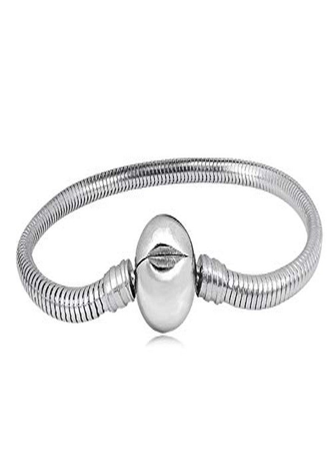 SBI Jewelry 21cm Snake Chain Bracelet for Women Charm Bead Personalized Dangle Pendant Family Christmas Birthday Anniversary Stainless Steel, 8.26inch - Image 1