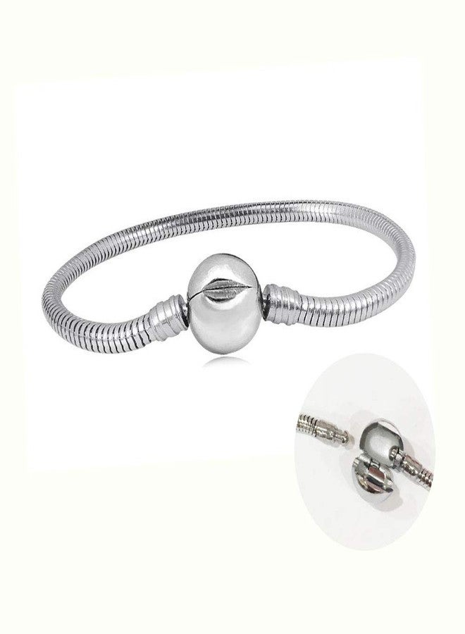 SBI Jewelry 21cm Snake Chain Bracelet for Women Charm Bead Personalized Dangle Pendant Family Christmas Birthday Anniversary Stainless Steel, 8.26inch - Image 2