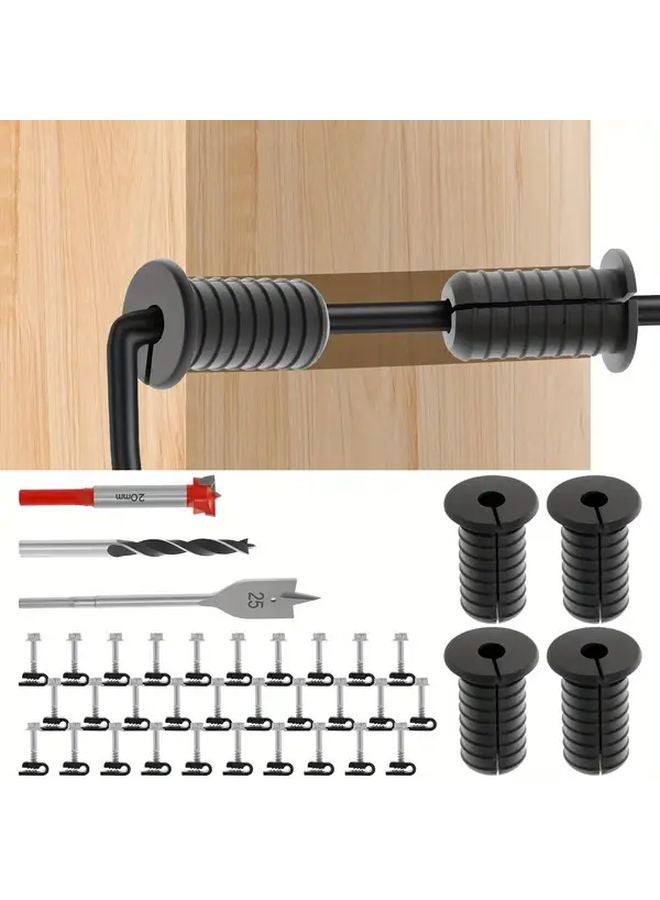 Black Cable Routing Kit Easy To Use Wire Mounting Accessories Installation Set - Image 1