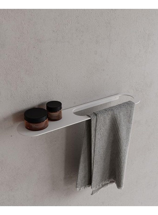 IRONWOOD Modern Steel Towel Rack Slim Matte White Towel Holder Bathroom Organizer Elegant Length 45cm Width 8cm