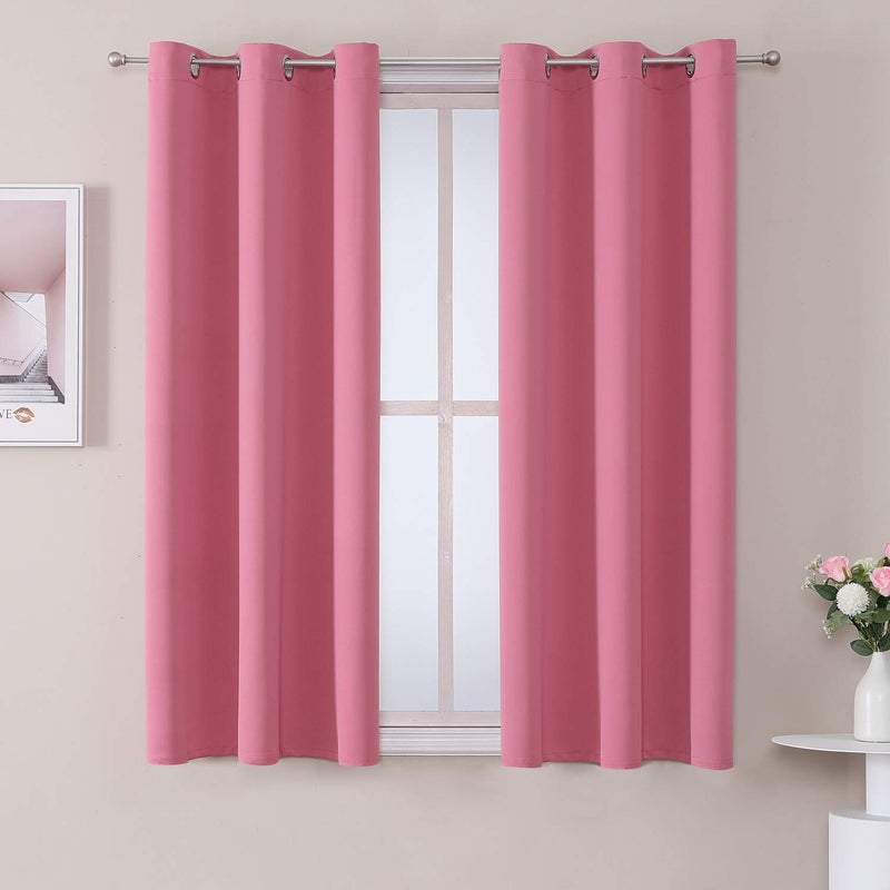 ChrisDowa Grommet Room Darkening Curtains for Bedroom and Living Room - 2 Panels Set Thermal Insulated Blackout Curtains (Pink, 38W x 54L) - Image 1