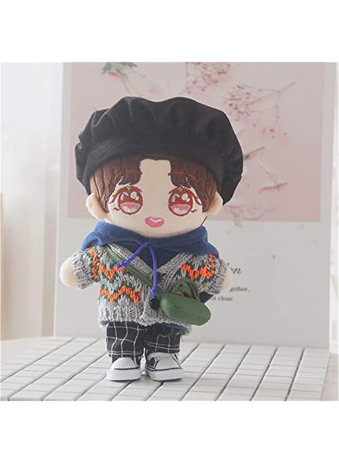 Arabest Berets Sweater Blue Sweatshirt Plaid Pants Green Backpack Dress Up 7.8in（20cm） Plush Doll Clothes  - Image 2