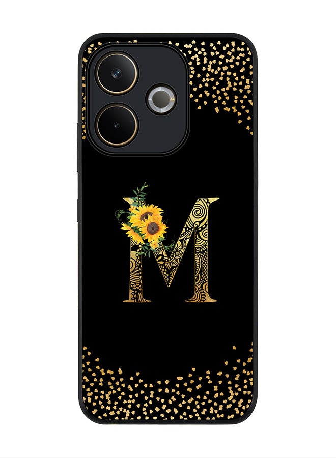 Stylizedd For Oppo A5 Pro 5G / A5 Pro 4G / 5G Case,Slim fit Camera Protection, Shockproof Thin Phone cover  - Custom Floral Monogram - M ( Black ) - Image 1