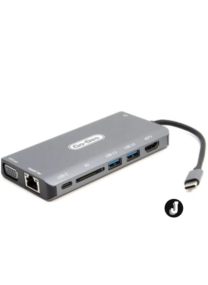 JAJEEK "USB-C Hub Adapter GD-8792 – 4-in-1 Multiport Adapter with HDMI, USB 3.0, and Power Delivery for Laptops and Tablets"  - Image 1