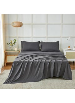 Elegio Elegio Plain Colour Double Bedsheet Soft Brushed Microfiber Fabric Shrinkage Fade Resistant Solid Colour Bedsheet Easy Care 1 King Size Bedsheet 2 Pillow Covers 92x102 Inches Dark Grey  - Image 1