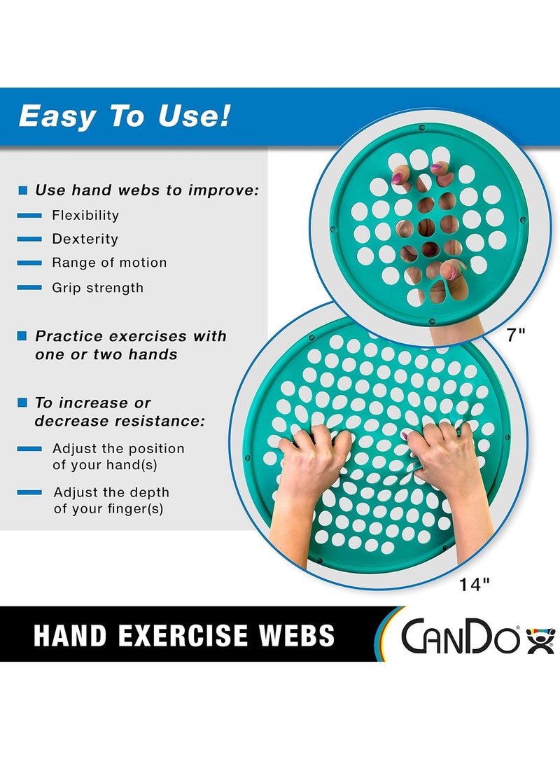 Bukela Hand Exercise Webs for Physical Therapy, Grip Strengthening, and Hand, Finger, Wrist Resistance Workouts, Portable Size, Latex Free, 7" Diameter, Green: Medium - Image 3