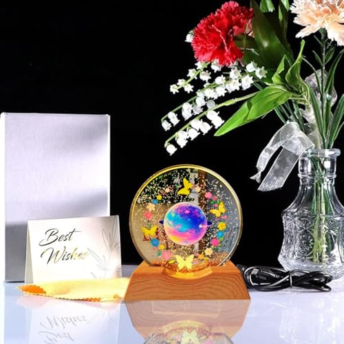 One94Store 3D Acrylic LED Night Light – Warm White & Colorful Planet, Butterfly Designs with Durable Plastic Base, Decorative Table Lamp for Bedroom, Living Room, Kids Room, Study & Home Décor Gifting - Image 4