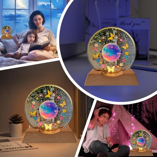 One94Store 3D Acrylic LED Night Light – Warm White & Colorful Planet, Butterfly Designs with Durable Plastic Base, Decorative Table Lamp for Bedroom, Living Room, Kids Room, Study & Home Décor Gifting - Image 3