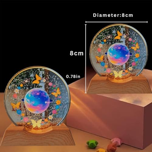 One94Store 3D Acrylic LED Night Light – Warm White & Colorful Planet, Butterfly Designs with Durable Plastic Base, Decorative Table Lamp for Bedroom, Living Room, Kids Room, Study & Home Décor Gifting - Image 2
