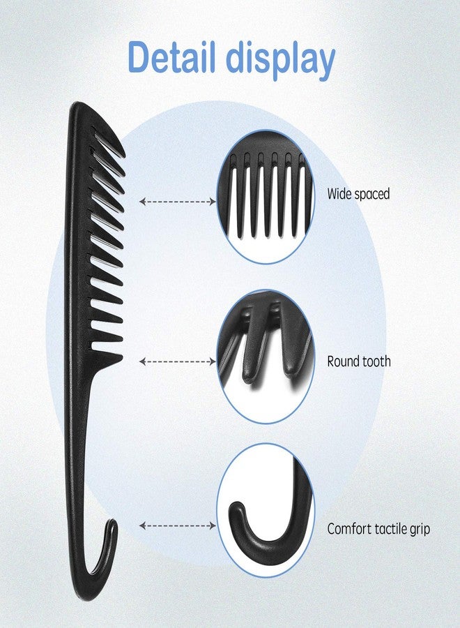 Jiffix Wide Tooth Comb for Curly & Wet Hair | Anti-Frizz Detangling Shower Comb with Hook | Hair Fall Control Comb for Men & Women | Tangle-Free Comb for Thick, Frizzy & Wavy Hair (Black) - Image 2