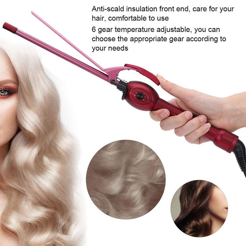 cheekyglo Ceramic Conical Curling Wand Ceramic Hair Waver Curler, Curling Iron Hair Curler Mini Electric Hair Curler Salon Curling Wand AntiScald Temperature Adjustment Hair Styling Tool (13mmUS) - Image 2