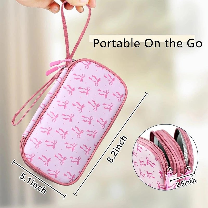 COSHAYSOO Travel Gifts for Women College Teen Girls Trip Favors Pink Birthday Gift Ideas, Electronics Cord Cable Organizer Bag Tech Pouch Case Gadgets Accessories Cruise Airplane Essentials, Bowknot - Image 2