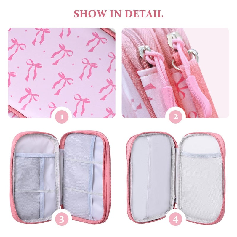 COSHAYSOO Travel Gifts for Women College Teen Girls Trip Favors Pink Birthday Gift Ideas, Electronics Cord Cable Organizer Bag Tech Pouch Case Gadgets Accessories Cruise Airplane Essentials, Bowknot - Image 4