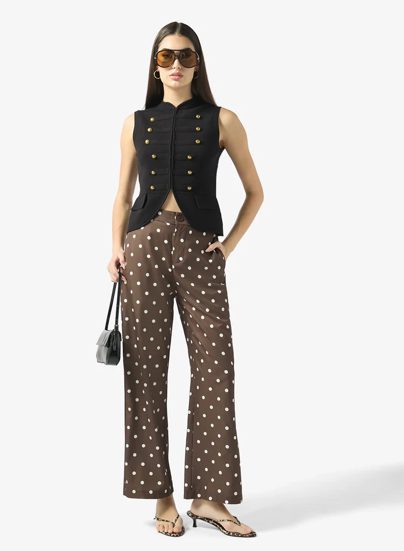 Ginger High Rise Polka Dot Straight Fit Pants