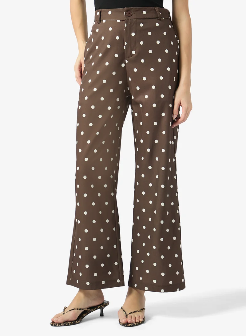Ginger High Rise Polka Dot Straight Fit Pants