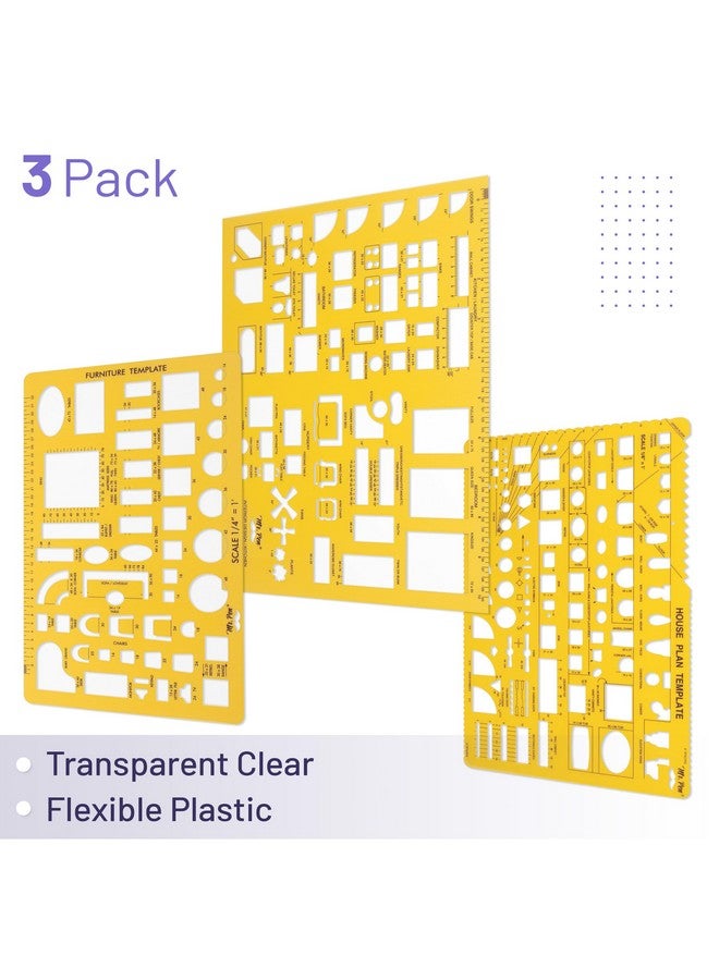 مستر. بين السيد بن - مخطط منزل، قوالب تصميم داخلي وأثاث، أدوات رسم وأشكال مسطرة للهندسة المعمارية - مجموعة من 3 قطع - Image 2