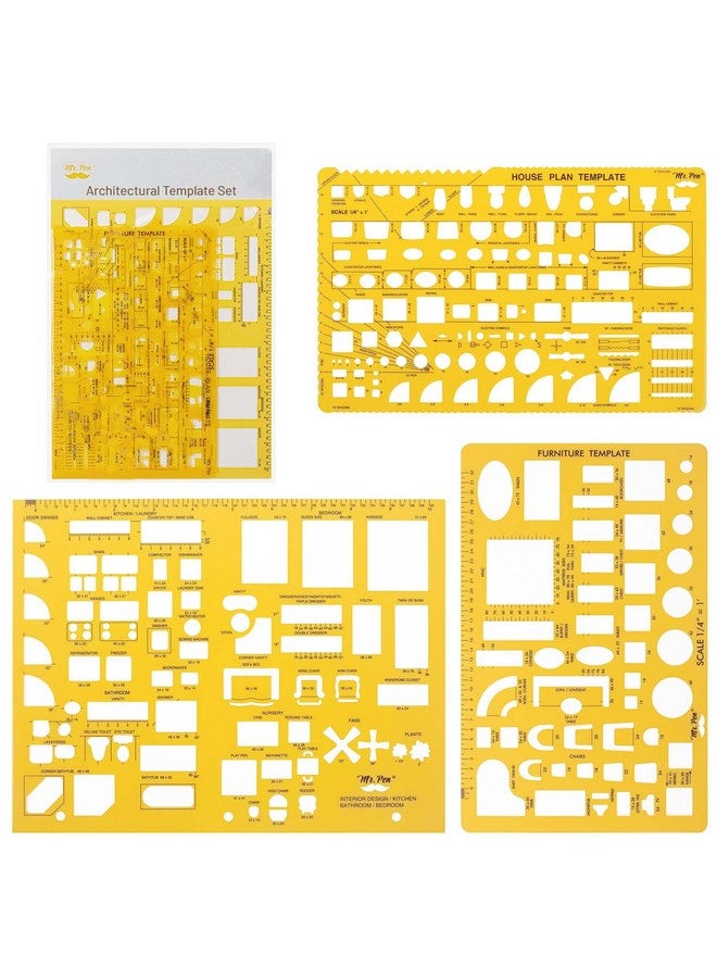 مستر. بين السيد بن - مخطط منزل، قوالب تصميم داخلي وأثاث، أدوات رسم وأشكال مسطرة للهندسة المعمارية - مجموعة من 3 قطع - Image 1