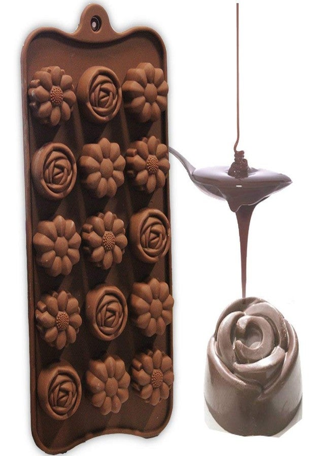 BriKSHi Silicone Shape Chocolate Mould Tray Cake Baking Tools for Bakeware Pack of 1 (Flower Shape Chocolate) - Image 1