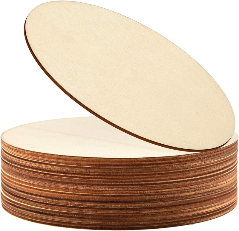 Coopay 16 Pieces 9 Inch Unfinished Wooden Circles, Wooden Cutouts Natural Round Wood Slices for DIY Wood Craft, Door Hanger, Painting, Wedding, Coasters, Home Decoration - Image 1